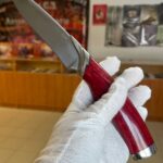 Нож хулиган, сталь к-340,авторское литьё, Ручка отстабелизированная карельская берёза