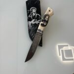 Нож Цой, Рукоять акрил, клинок мозаичный домаск кузнец Вяльдин