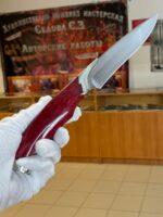 Нож хулиган, сталь к-340,авторское литьё, Ручка отстабелизированная карельская берёза — изображение 3